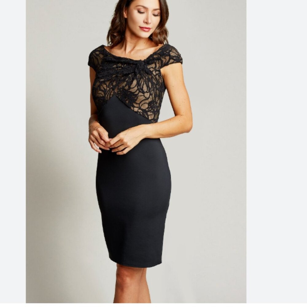 Tadashi Shoji Black Lace-Detail Sheath Mini Dress